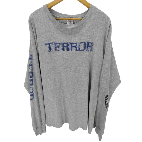 フルーツオブザルーム FRUIT OF THE LOOM HEAVY cotton 00S 2枚タグ 両面 ダメージ プリント L/S ハードコア ロック バンド Tシャツ ロンT メンズ import:XL