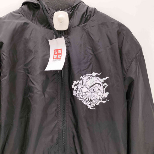 NYC 両面プリント ハードコア ロック バンド ナイロン フーデッド ジャケット コーチジャケット メンズ import:XL