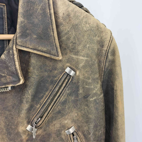 シェビニオン CHEVIGNON 00s W.R.D ヴィンテージ加工 カウレザー クロップド ライダースジャケット Y2K レディース import:M