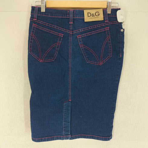 ディーアンドジードルチェアンドガッバーナ D&G DOLCE&GABBANA ピンクステッチデニムスカート レディース 30/44