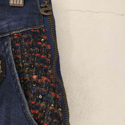 デシグアル Desigual スパンコール&刺繍デザインデニムスカート Y2K レディース 36
