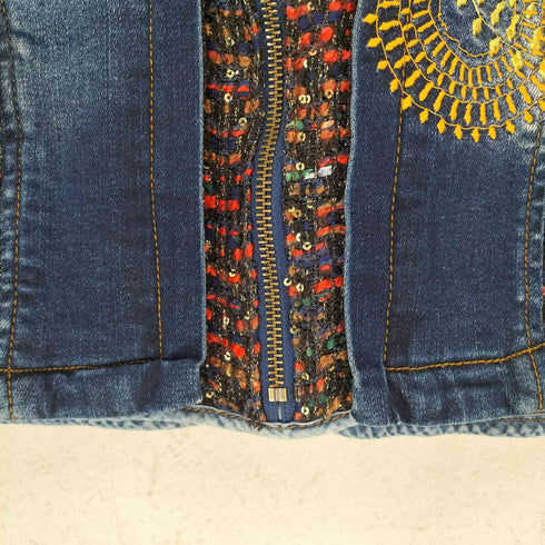 デシグアル Desigual スパンコール&刺繍デザインデニムスカート Y2K レディース 36