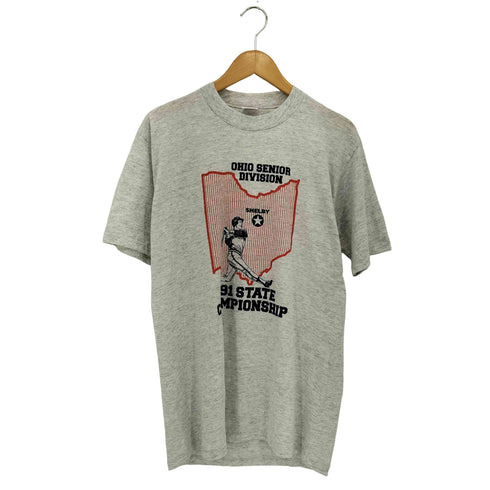 ジャージーズ JERZEES 90s USA製 シングルステッチ スポーツ プリント クルーネックTシャツ メンズ import:L