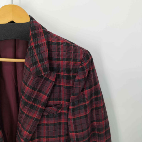 チェック ウール ダブルブレスト ジャケット レディース DE:38