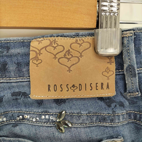 ROSSODISERA Y2K レオパード ラインストーン スキニーデニムパンツ レディース 42