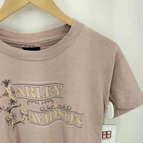 ハーレーダビッドソン HARLEY-DAVIDSON 90s USA製 シングルステッチ 両面プリント クルーネック Tシャツ Y2K レディース import:S