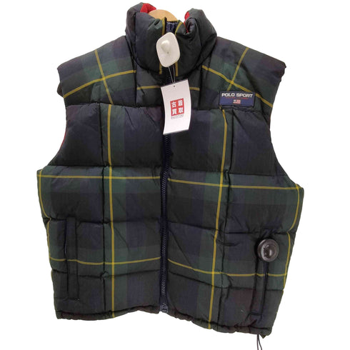 ポロスポーツラルフローレン POLO SPORT RALPH LAUREN 90S OLD 裏地フリース チェック パデッド ダウン ベスト 裾ドローコード メンズ import:M