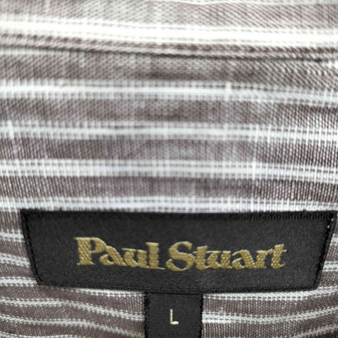 ポールスチュアート Paul Stuart バンドカラー 半袖 リネンシャツ メンズ L