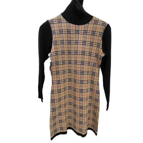 バーバリーズ BURBERRYS ノバチェック ハイネック リブ編み ウール ニット ワンピース レディース 160A