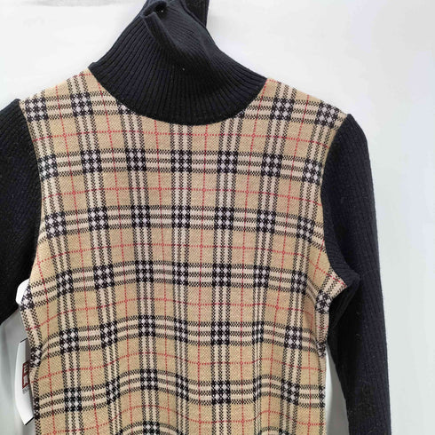 バーバリーズ BURBERRYS ノバチェック ハイネック リブ編み ウール ニット ワンピース レディース 160A