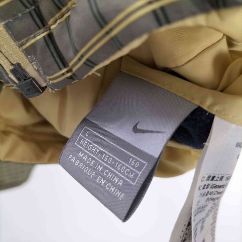 ナイキ NIKE 00S グレータグ スウッシュ 刺繍 リバーシブル パデッド チェック フェザー ダウン ジャケット 短丈 レディース import:L 150-160CM