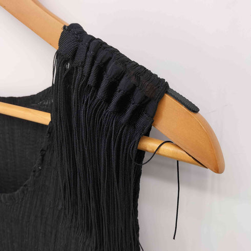 ミー イッセイミヤケ me ISSEY MIYAKE 08AW フリンジデザイン ノースリーブ プリーツワンピース ドレス レディース