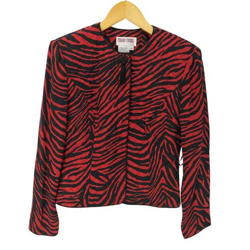 MAGGY LONDON シルク タイガーストライプ キルティングジャケット レディース UK:6
