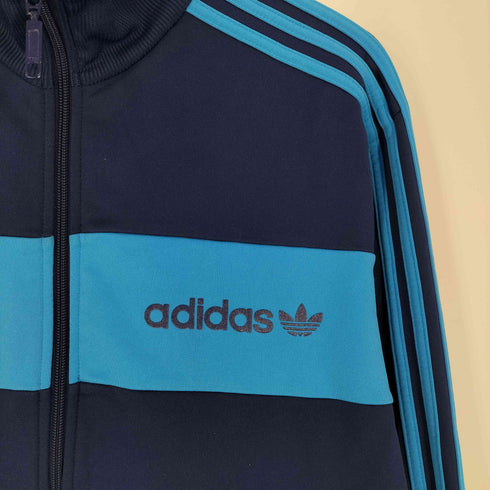 アディダス adidas 00S 黒タグ トレフォイルロゴ プリント スリーライン ハイネック トラックジャケット ジャージ メンズ import:M