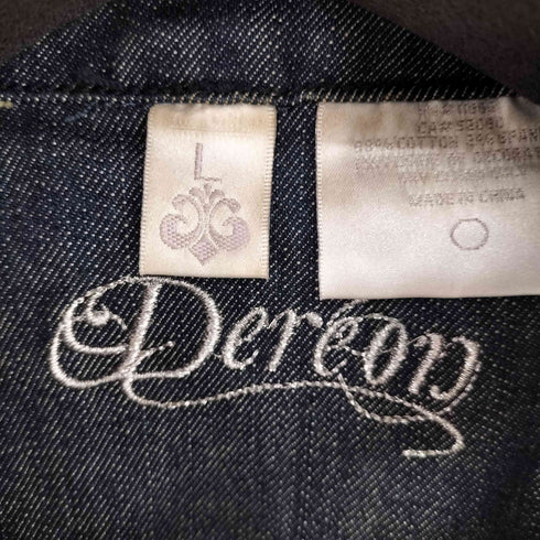 DEREON ピラミッドスタッズ フロッキープリント 半袖 デニムシャツ レディース import:L