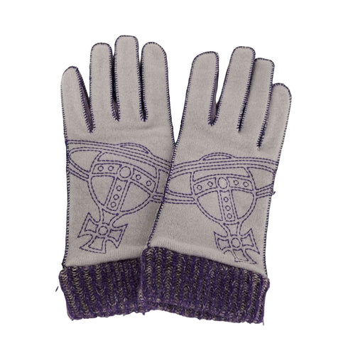 ヴィヴィアンウエストウッド Vivienne Westwood オーブ ステッチ ロゴ刺繍 リブニット 手袋 レディース