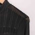 ヒロココシノ HIROKO KOSHINO シアー パイピングライン スタンドカラー L/S シャツ レディース