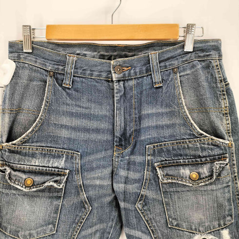 ダメージ加工 ダブルニーデニムパンツ メンズ JPN:L