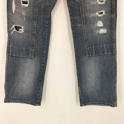 ダメージ加工 ダブルニーデニムパンツ メンズ JPN:L