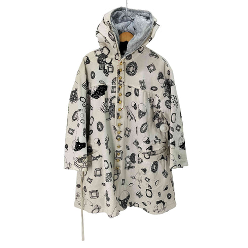 キディル KIDILL HIRO ジュエリープリント 裏地キルティング フーデッド スウェットジャケット レディース