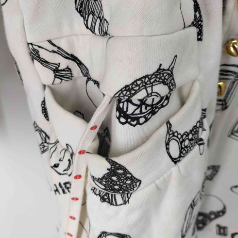 キディル KIDILL HIRO ジュエリープリント 裏地キルティング フーデッド スウェットジャケット レディース