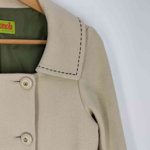 ホコモモラ Jocomomola ステッチ ウールナイロン ハーフコート レディース