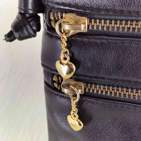 ハートジップデザイン レザーショルダーバッグ レディース