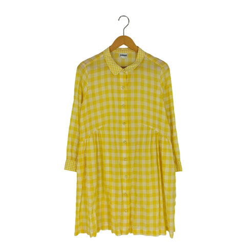 ホコモモラ Jocomomola 丸襟 ギンガムチェック チュニックワンピース レディース