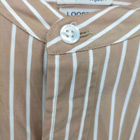 スティーブンアラン Steven Alan LEGGIUNO LONDON STRIPE BAND COLLAR SHIRT - LOOSE バンドカラー ストライプ シャツ メンズ import:L
