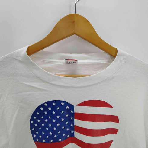 フルーツオブザルーム FRUIT OF THE LOOM 90S USA製 星条旗 ハート blomies AMERICA プリント S/S Tシャツ シングルステッチ ビックサイズ メンズ import:XL