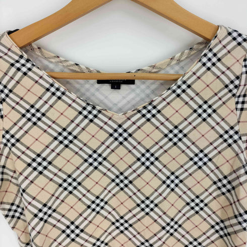 バーバリーロンドン BURBERRY LONDON ノバチェック Vネック S/S Tシャツ レディース 1