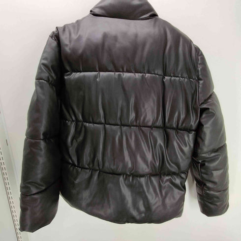 ザラ ZARA FAKE LEATHER PUFF JACKET 中綿 フェイクレザー パフ ジャケット 裾ドローコード メンズ import:L