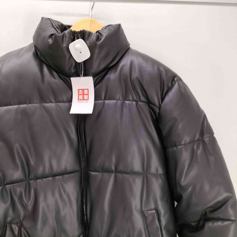 ザラ ZARA FAKE LEATHER PUFF JACKET 中綿 フェイクレザー パフ ジャケット 裾ドローコード メンズ import:L