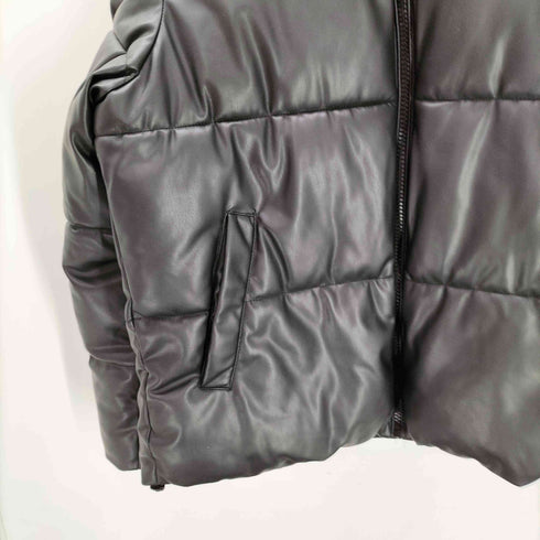 ザラ ZARA FAKE LEATHER PUFF JACKET 中綿 フェイクレザー パフ ジャケット 裾ドローコード メンズ import:L