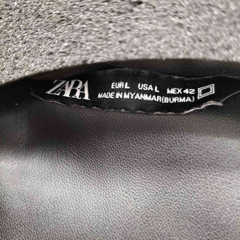ザラ ZARA FAKE LEATHER PUFF JACKET 中綿 フェイクレザー パフ ジャケット 裾ドローコード メンズ import:L