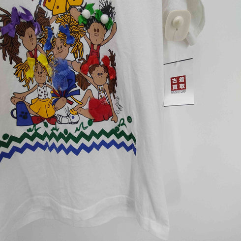 フルーツオブザルーム FRUIT OF THE LOOM BEST 90S USA製 キャラクター プリント リボン ボタン 装飾付き S/S Tシャツ シングルステッチ メンズ import:M