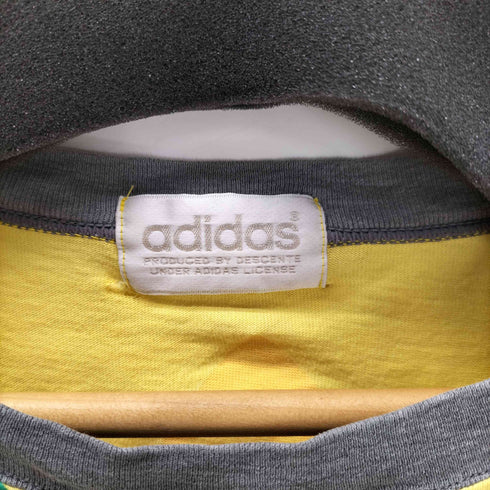 アディダス adidas 90S デサント製 トレフォイル ロゴ 両面プリント S/S リンガー Tシャツ Y2K メンズ import:M
