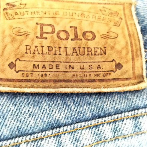 ポロラルフローレン POLO RALPH LAUREN USA製 AUTHENTIC DUNGAREES デニムパンツ 42TALONジップ メンズ 38/34