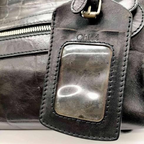 クロエ Chloe 00S 04 OLD イタリア製 クロコ 型押し サイドジップ チェーン ストラップ レザー ハンドバック ワンショルダー Y2K Archive アーカイブ Lampo ジップ レディース
