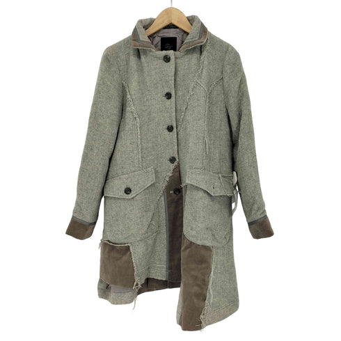 Le-Fluy フリンジパッチワークデザイン ウールコート レディース JPN:M