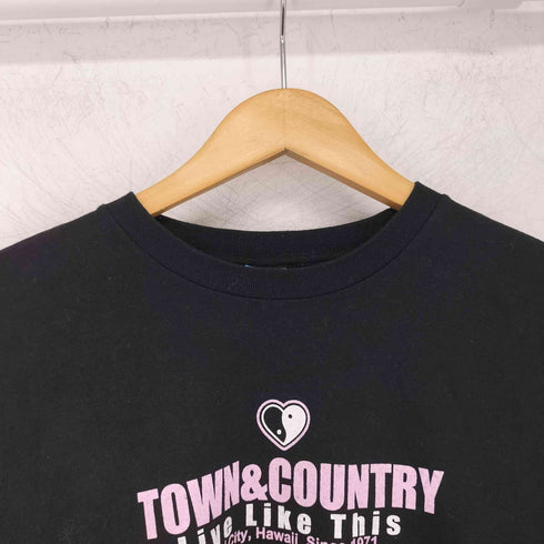 タウンアンドカントリー TOWN & COUNTRY Y2K 両面プリント S/S チビTシャツ レディース L