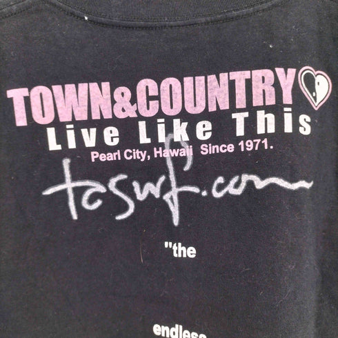 タウンアンドカントリー TOWN & COUNTRY Y2K 両面プリント S/S チビTシャツ レディース L