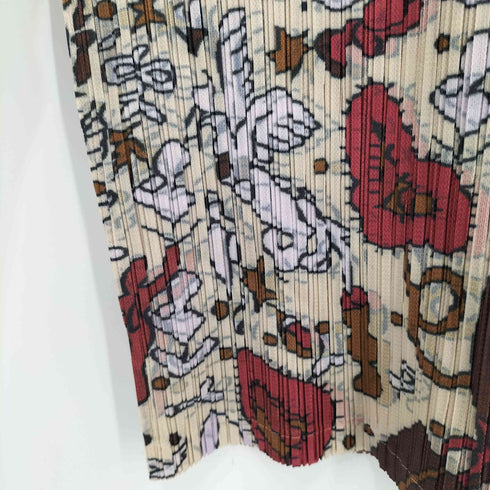 総柄 プリーツ マキシワンピース レディース