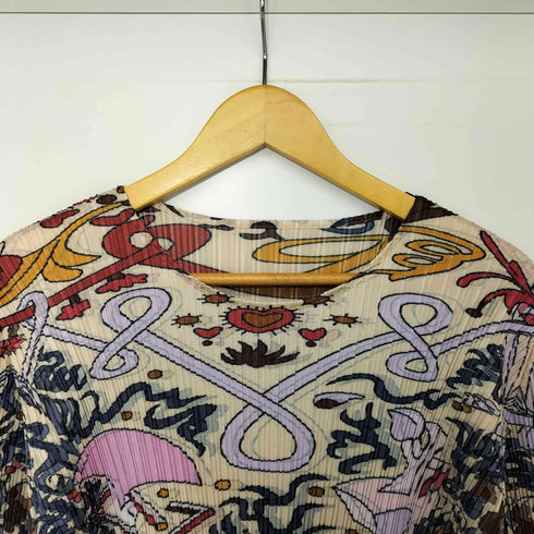 総柄 プリーツ マキシワンピース レディース