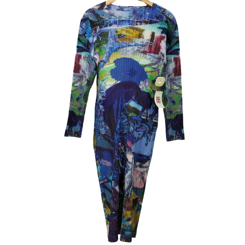 総柄 プリーツ マキシワンピース レディース