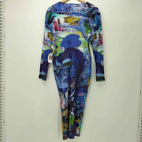 総柄 プリーツ マキシワンピース レディース