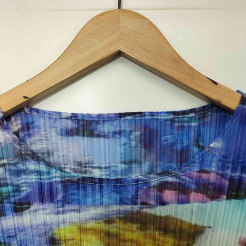 総柄 プリーツ マキシワンピース レディース