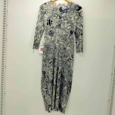 総柄 プリーツ マキシワンピース レディース