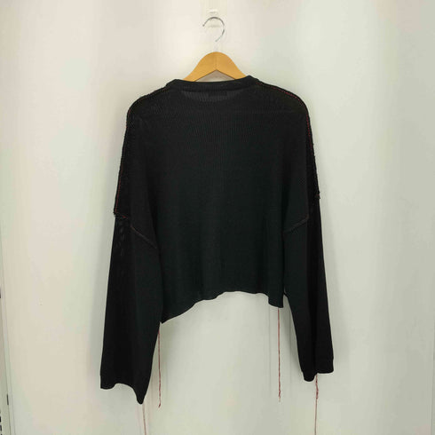 ラフシモンズ RAF SIMONS Cropped Sweater ラメステッチデザイン クロップドニット セーター メンズ XS