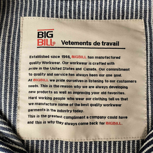 bigbill デニム カバーオール ヒッコリーストライプ メンズ JPN:XL